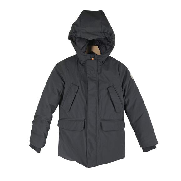 SAVE THE DUCK PLUMTECH GRAY HOODED INSULATED & ECO-FRIENDLY JACKET BOYS SIZE 10 - Picture 1 of 16